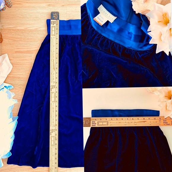 SOLD Jessica’s Gunnies Gunne Sax Blue Velvet Midi Skirt - Picture 4 of 10
